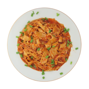 Wide, Chicken, Chille Garlic Noods with Cheese